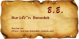 Burián Benedek névjegykártya